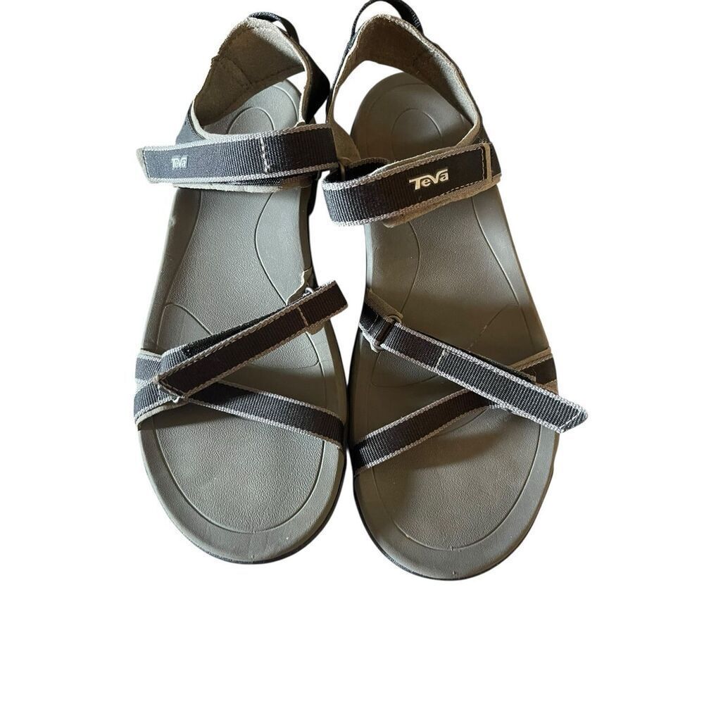 Teva Womens Black Gray Ankle Strap Verra Strappy Hiking Sandals Size 10
